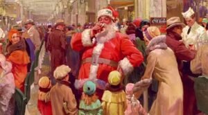 1930 Fred Mizen Santa Claus Coke department store ad