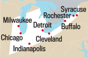 Chicago to Cleveland map